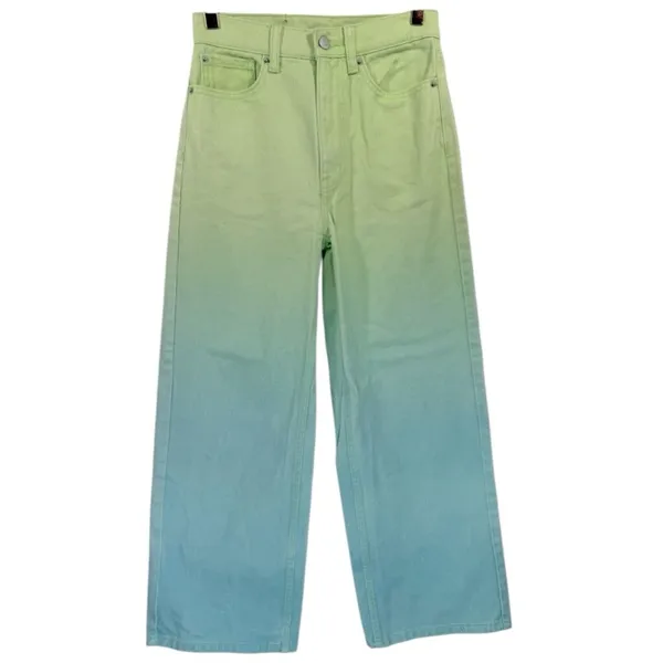 BDG Urban Outfitters High & Wide Ombre Jeans Green Blue Gradient Wide Leg Sz‎ 25 - Image 5