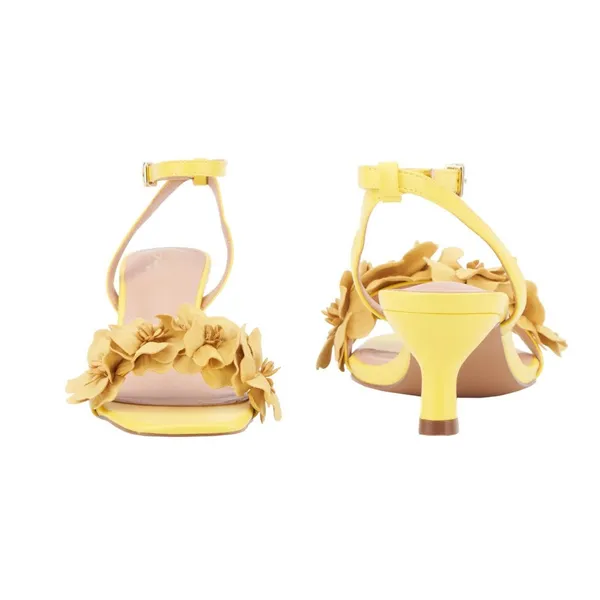 NWT New York Company Womens Gwendolyn Kitten Heel Floral Yellow 6M - Image 4
