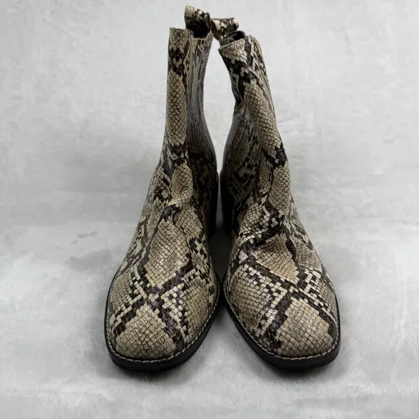 Nordstrom Snakeskin Print Ankle Boots‎ Square Toe Block Heel Chelsea Booties 7.5 - Image 3