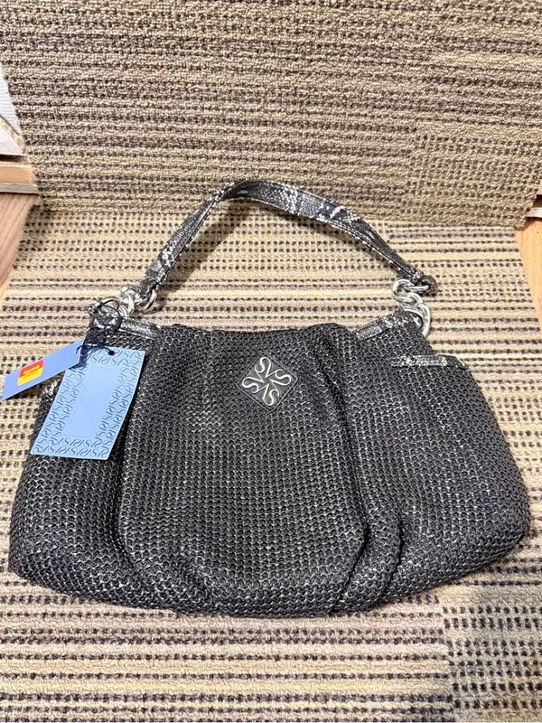 Simply Vera Vera Wang Black Woven Hobo with Silver Accent snakeskin print - Image 2