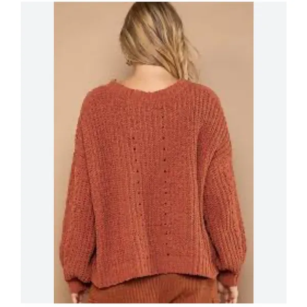 POL Chunky Knit Oversized Orange Sweater Size Small - Image 2