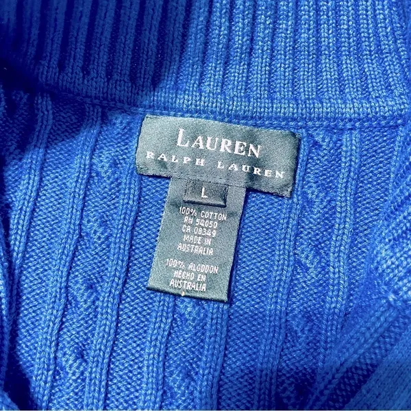 Vintage Y2K Ralph Lauren Gold Emblem Mockneck cable Knit Sweater size L - Image 7