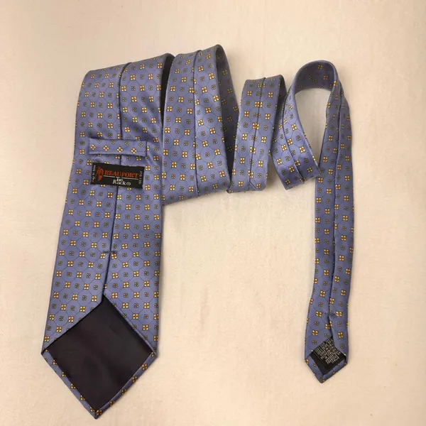 Beaufort Rack Men's Tie Blue Multicolor Silk Italy Geometric Print Necktie - Image 5