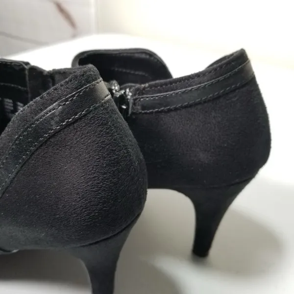 DEXFLEX Comfort Suede Black Women's Heeled Ankle Boots 8W - Image 7