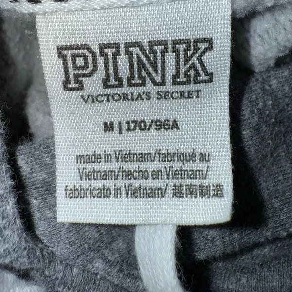 Pink Victoria's Secret Women's Size M Gray Long Sleeve Kangaroo Pocket Hoodie - Image 2