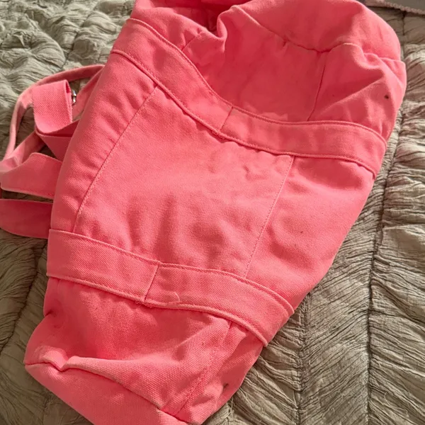 PINK Victoria's Secret Neon Pink Canvas Duffle Bag - Image 7