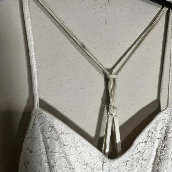American Eagle Cream Lace Fit and Flare Dress XS Coquette Smocked Cottagecore‎ - Image 4