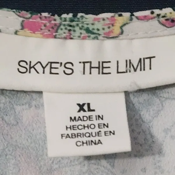 Skye's The Limit Womens Blouse Green Floral V-Neck Sleeveless‎ XL - Image 2