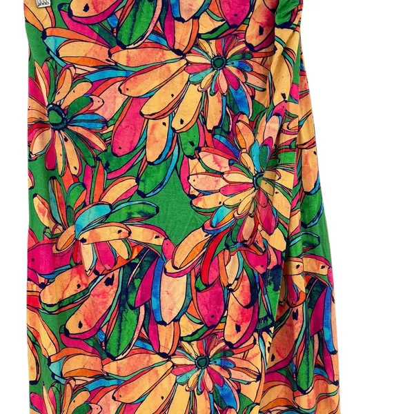 Anthropologie Farm Rio Getaway Midi Skirt Tropical Print Green Pink Size‎ Small - Image 7