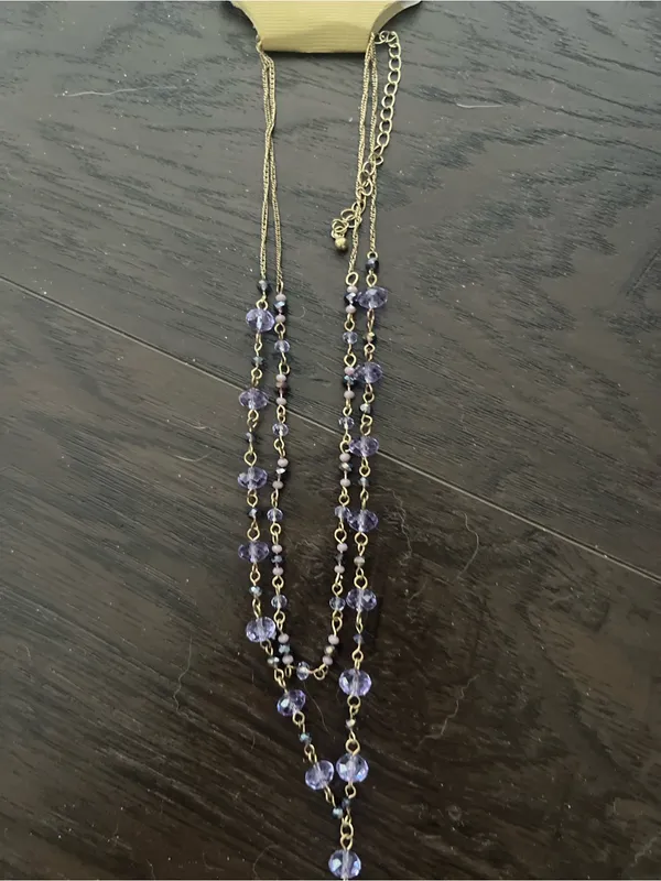 Stephan &co. Cute Gold-Tone Necklace with Purple Beads fringe - Image 2