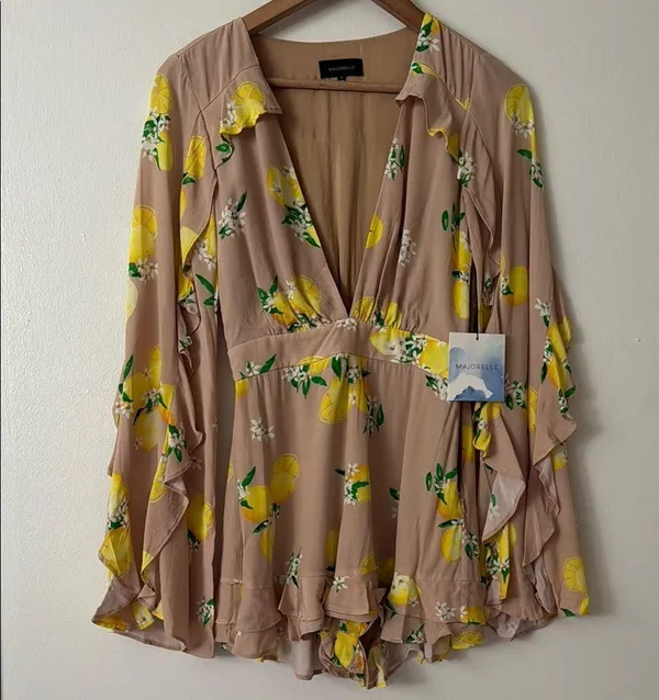NWT Majorelle XS Devon Romper in Tan Lemon - Image 3