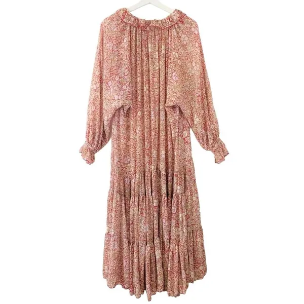 Free People Feeling Groovy Red Floral Boho Long Sleeve Maxi Dress NWT - Image 6