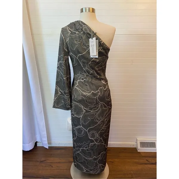 Antonio Melani x Elizabeth Damrich Monroe One Shoulder Satin Midi Dress - Image 4