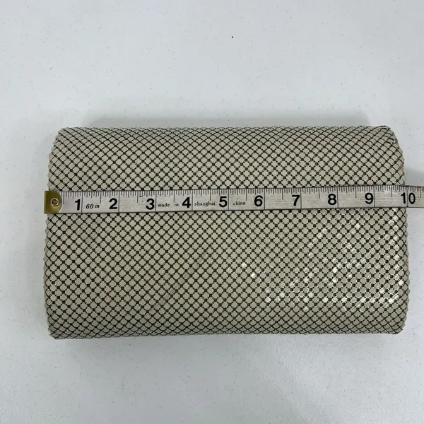 Elka Small Handbag Clutch Cream Metal Mesh Vintage Gold Tone Chain Evening Bag - Image 13