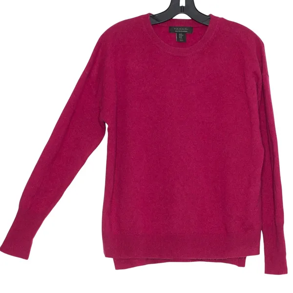 Tahari Sweater Cashmere‎ Preppy Quiet Luxury Old Money Minimalist Capsule Medium - Image 2