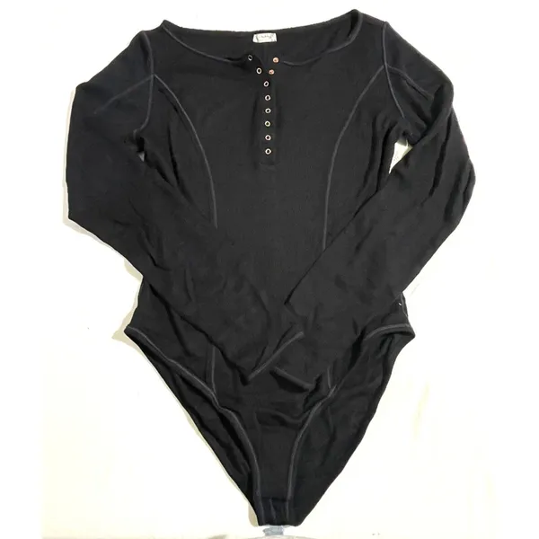 Free People Sloane Thermal Bodysuit | Women’s Large | Black | NEW - Image 8