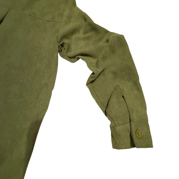 Notations Womens Olive Green Faux Suede Button Down Shirt MSDB0112 Large - Image 5