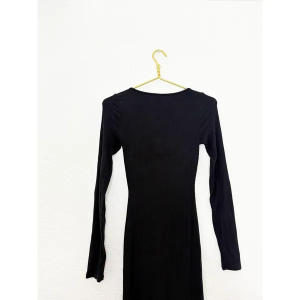 Skims Soft Lounge Maxi Dress Size Small Black Ribbed Long Sleeve Bodycon - Image 12