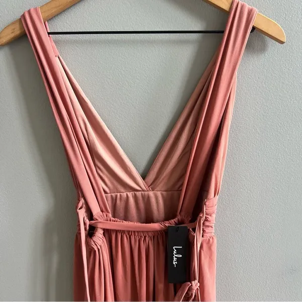 Lulu’s Mesmerized by Love Rusty Rose Mesh Lace-Up Maxi Dress NWT XS - Image 9