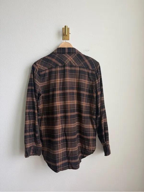Aritzia Babaton Utility Shirt Brown Plaid Oversized Button Down Size Small - Image 7