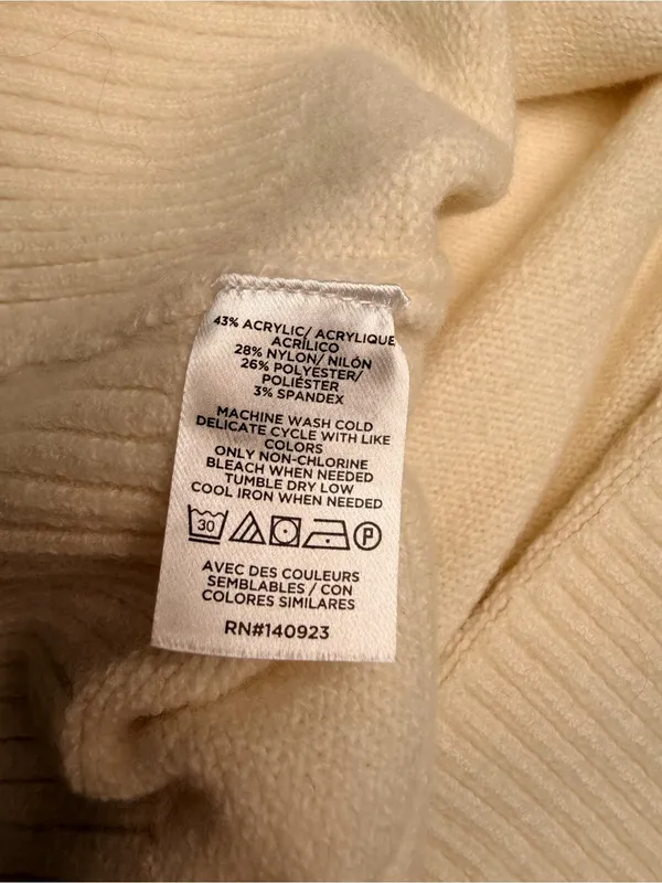 LOFT Women’s Small Ivory Mock Neck Sweater Ribbed Trim Soft Knit Pullover - Image 4