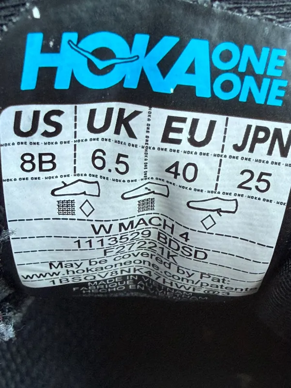 Hoka Mach 4 Running Shoes Women’s Size 8 Black Gray Road Running Sneakers - Image 2