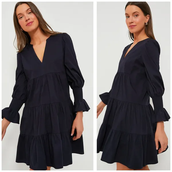Tuckernuck Pomander Place Navy Cotton Poplin Kenzo Mini Dress Size Medium - Image 3