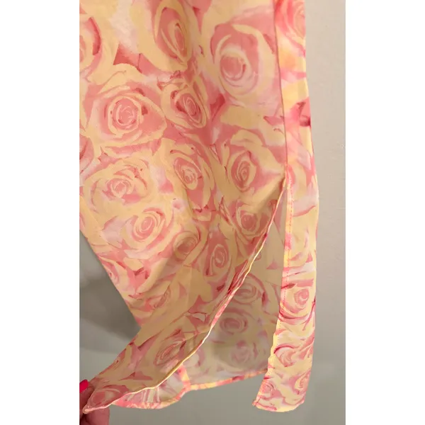 Romance Loungwear Womens M Pink Floral Pant Camisole Robe Sheer Romantic Love - Image 6