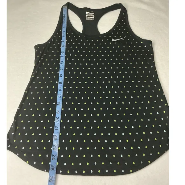 Nike‎ Dri-FIT Athletic Cut Racerback Tank Top Black Polka Dot Raindrop Medium - Image 5
