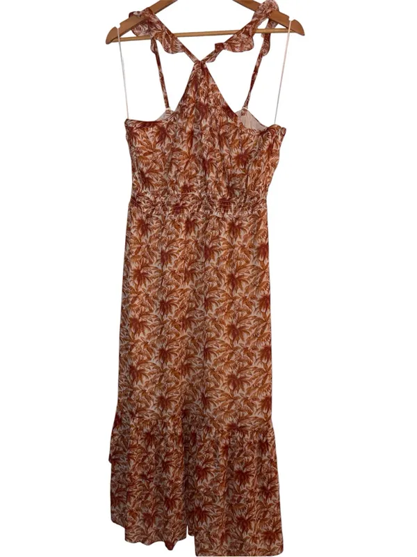 NWT Anthropologie Paige Florencia Silk Midi Dress Medium White & Cinnabar - Image 5