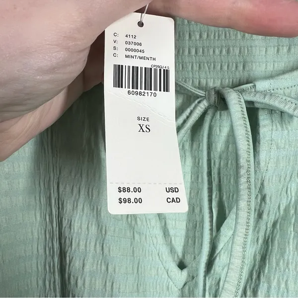 Anthropologie NWT Light Green Smocked Bat Sleeve‎ Top - Image 6