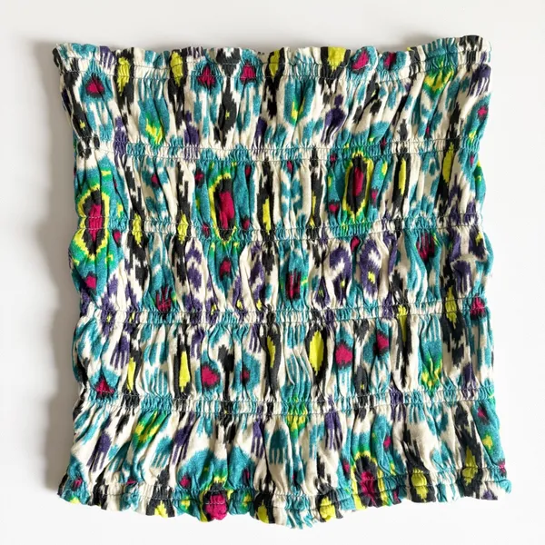 Anthropologie Womens Ikat Smocked Boho Resortwear‎ Festival Tube Top Size M - Image 6