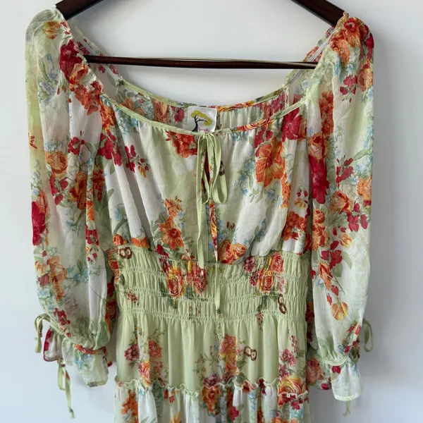 Anthropologie Fig and Flower Women's Boho Floral Print Tiered Maxi‎ Dress Sz S - Image 3