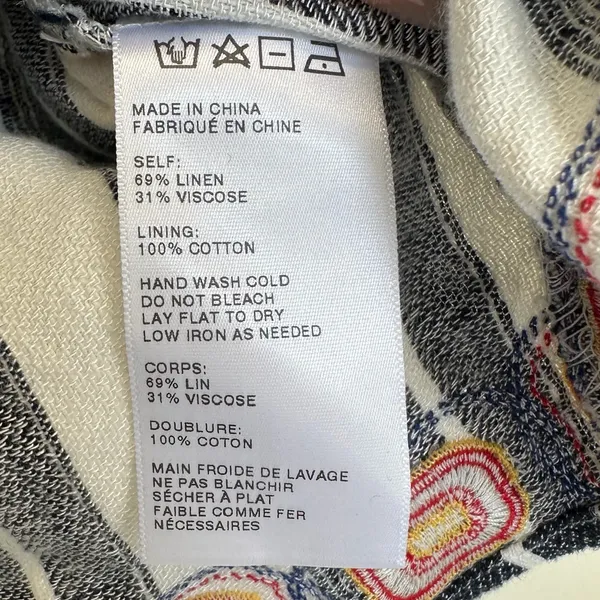 ANTHROPOLOGIE Maeve Vieques Midi Top Linen Embroidered Small - Image 7