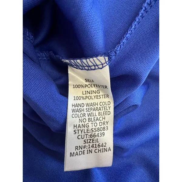 She + Sky Satin Blue tiered ruffled‎ mini dress Size L - Image 8