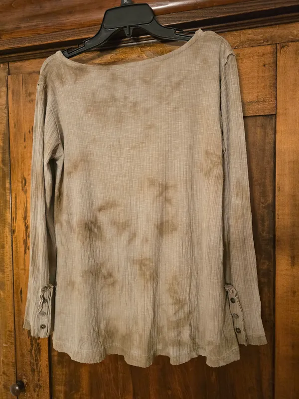 POL Woman’s Long-Sleeve Taupe Henley Shirt - Image 4