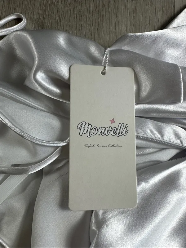 Monvelli Satin Maxi Slip Dress White Size 4 NWT - Image 9