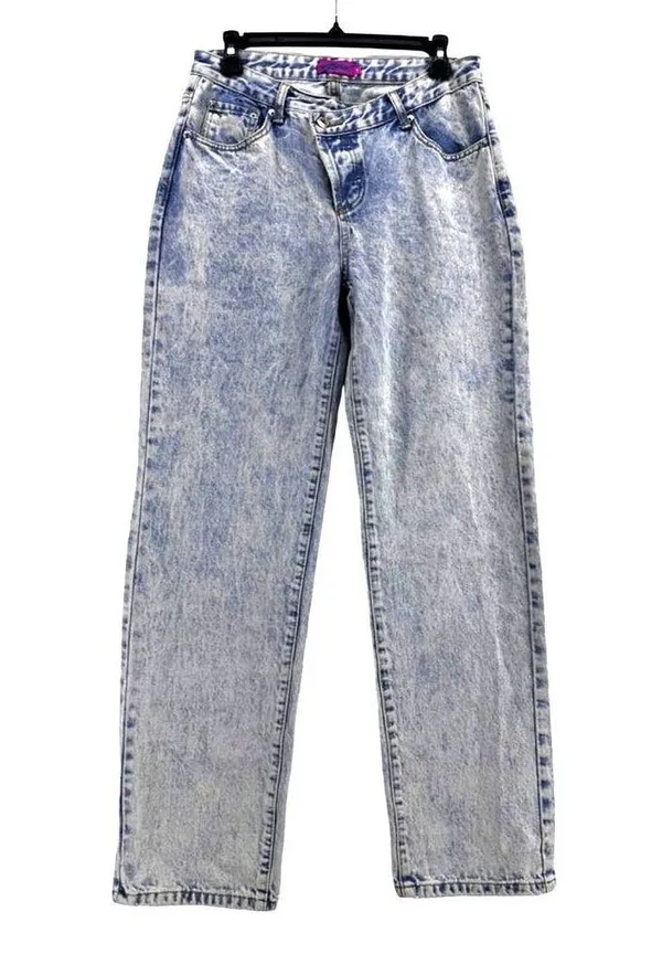 Edikted Blue Jeans Straight leg mom's jeans High rise crossover front size M - Image 6