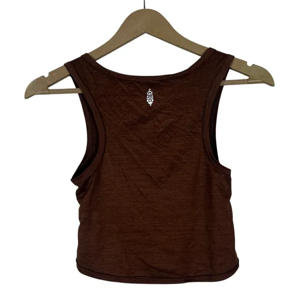 Free People Movement Twist Front Heathered Crop Tank Top Brown Sporty Size S - Image 3