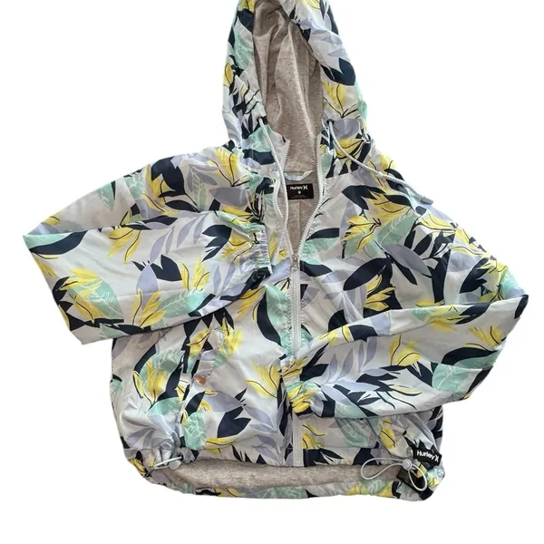 🌺💙 Hurley Jersey‎ Lined Hooded Windbreaker Jacket Blue/Yellow M 💙🌺 - Image 2