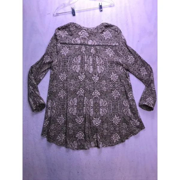 Sun‎ & Shadow Floral Blouse Womens XL Olive Green Boho Crochet Trim - Image 11