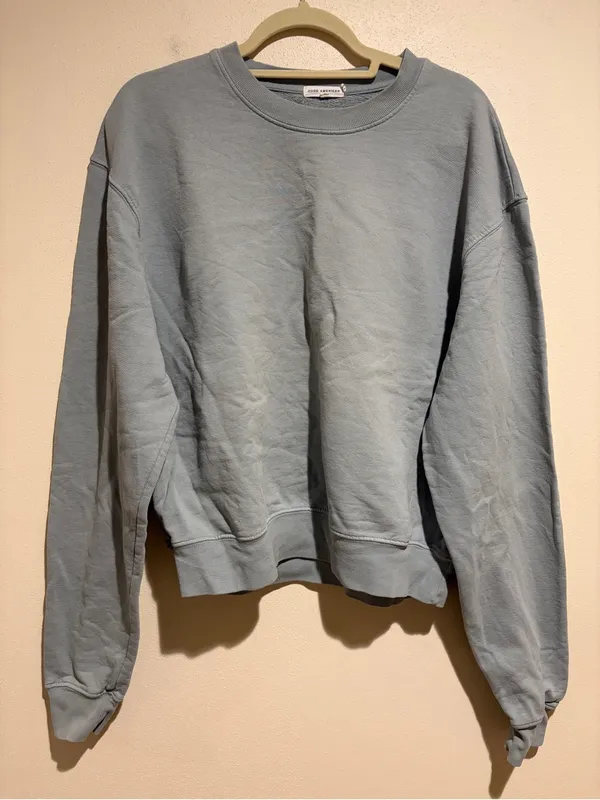 Good American Boyfriend Fleece Cotton Crewneck Sweatshirt Gray Size 1/Small - Image 9