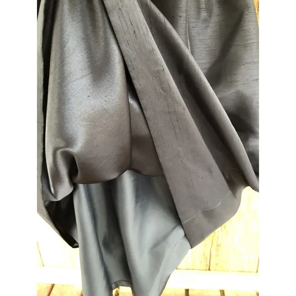 Jenny Yoo 6 Navy Blue Crinkle empire waist one shoulder Knee Length Prom‎ dress - Image 5