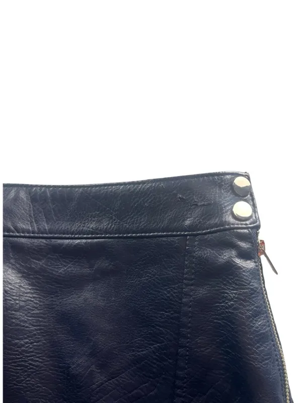 Zara Basic Faux Leather Mini Skirt Size S Dark Navy Blue Side Zip Textured - Image 3