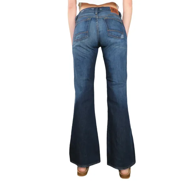 90s Vintage Ralph Lauren Polo Low Rise Dark Wash Bootcut Flared Jeans 30" Retro - Image 2