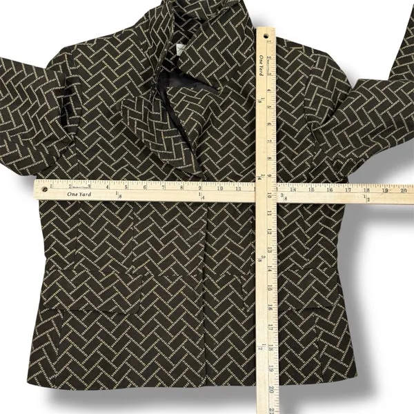 Ann Taylor Loft‎ Blazer Women 2 Brown Herringbone Tile Geometric Print Jacket - Image 12