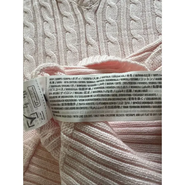 NWT! Hollister Pink Cable Knit V Neck Hoodie Sweater XL - Image 5