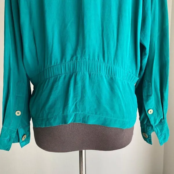 *Vintage* Ellen Tracy‎ sz 4 Long sleeve 100% Silk 80s blazer - Image 5