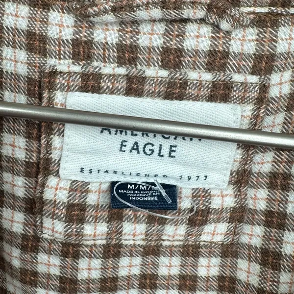 American Eagle Outfitters Brown Button Up Flannel Size Medium Rodeo Boho - Image 2