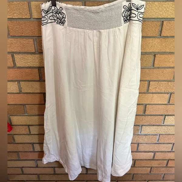 NWT Free People Lotus Set Embroidered Crop Top Maxi Skirt White & Black Size L - Image 10